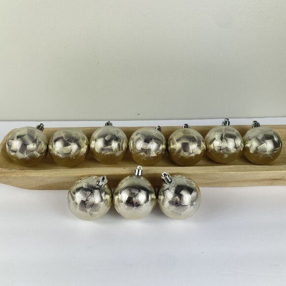 Christmas Ball Ornament Silver Textured Pattern Contemporary Matrix Space Set 10 - Picture 1 of 4